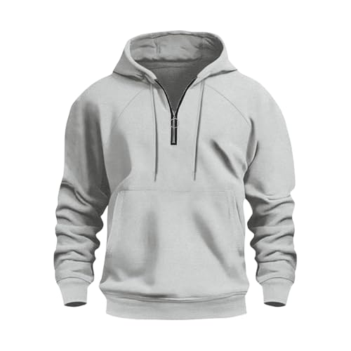 Lightweight Hoodie Men Plain Quarter Zip Fleece Thermal Hoodies Drawstring Hooded Sweatshirts Fall Winter Sweater
