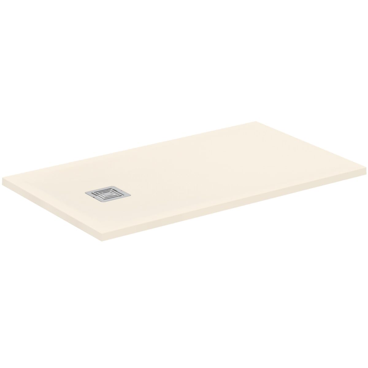 Ideal Standard - Ultra Flat S+, Plato de ducha rectangular ultrafino de resina efecto piedra, 120 x 70 cm, Ideal Solid, desagüe lado corto, arena