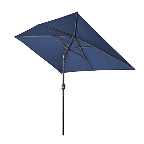 Blümme 2x3M Rectangle Garden Parasol with Crank Handle & Tilt Mechanism for Outdoor Patio Umbrella Sun Protection Blue