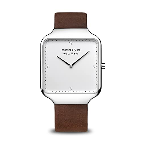 Montre quartz BERING en cuir noir - Modèle mixte classique et élégant