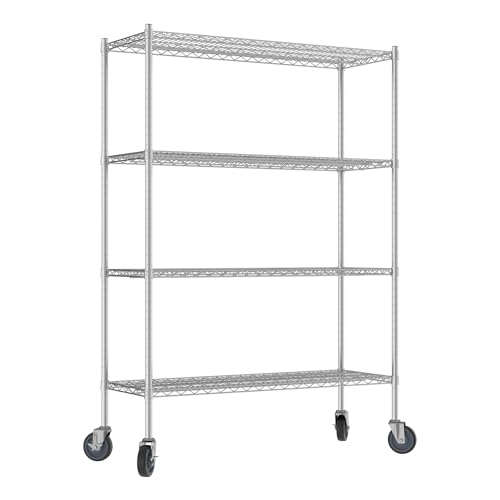 QUIET BOOK Commercial NSF Listed Chrome Mobile Wire Shelving Kit 18