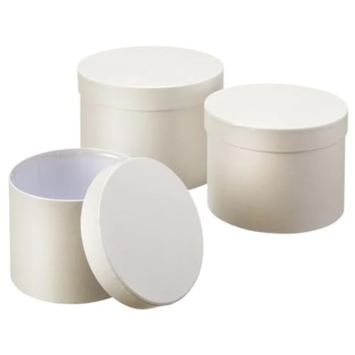 ICFPWR Round Florist Flower Hat Boxes Set of 3 Off-white (4654)