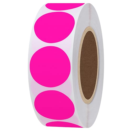 Hylabelest 25mm Runde leere fluoreszierende rosa Paster Aufkleber Insgesamt 1000 Punkte Target Selbstklebend pro Rolle