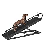 ZENTAVO Dog Ramp for Bed - 7-Level Adjustable (13"-37") Dog Ramp for High Bed, Couch & Cars, 60" Foldable with Rails for Large Dogs, Non-Slip EVA Mat, DIY Glow Strips, Wooden Pet Ramp Supports 200 Lbs