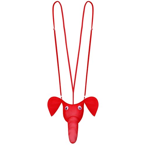 Tisancy Men's Funny Thong Sling Stretch Underwear Cheeky Briefs Bulge Pouch Underwear Briefs Gag Gift for Men(Red,Classic)