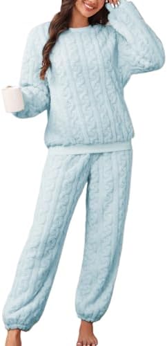 Pajamas Sets for Women Soft Comfy Fluffy Pajama Fleece Pullover R...