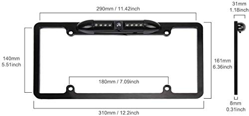 Image of License Plate Backup Camera, Rear View Camera 150 Viewing Angle Car License Plate Frame Mount Camera IP67 Waterproof 8 LED Light Night visaion for Universal Cars, SUV, Trucks