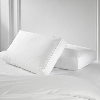 Snuggledown Hotel Side Sleeper Pillows 2 Pack - Firm Box Wall Support for Back & Side Sleepers | Breathable & Non-Allergenic 100% Cotton Cover, UK-Made & Washable (38 x 64cm)