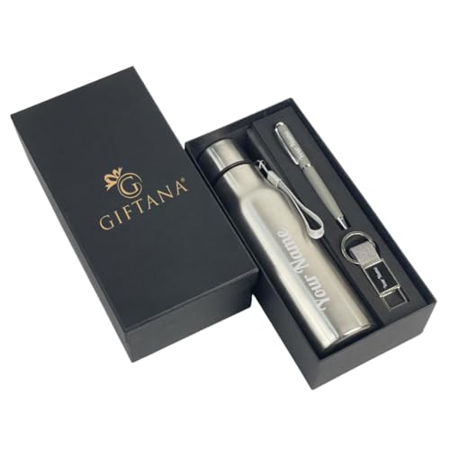Image of Giftana Personalized Name Water Bottle 750ml, Birthday Gifts (Silver 1)