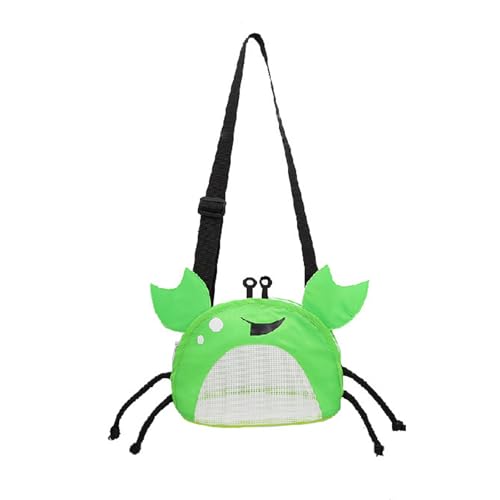 Image of Kids Mesh Beach Bag, Cute Crab-Shaped Seashell Collecting Bag with Adjustable Strap for Holding Shell Beach Toy