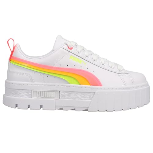 PUMA Womens Mayze Summer Squeeze Perforated Platform Sneakers Shoes Casual - Pink, White, Yellow