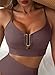 Herseas Women Bikini Tops Crisscross Back U-Wire Cutout Swimsuit Spaghetti Straps Beach 2026 Summer Bathing Suit Fashionable Vacation Swim Tops Brown Medium