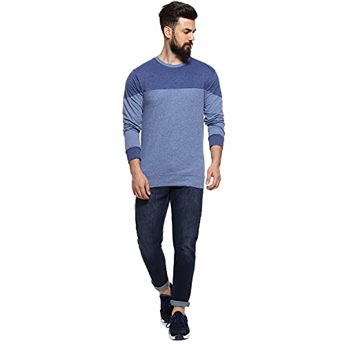 Image of CAHOOT Men Solid Crew Neck Sports T Shirt Navy