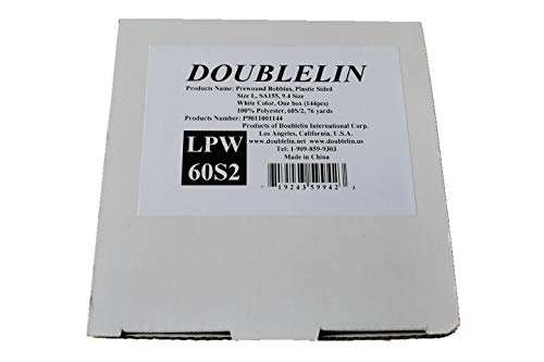 Prewound Bobbin, Plastic Sided, Size L(Sa155, Size 9.4), White, 144Pcs, 60S/2 Polyester For Embroidery, Doublelin, Compatible With Babylock,Barudan,Brother,Consew,Juki,Singer,Tajima & More(60S2,White) #TOP1