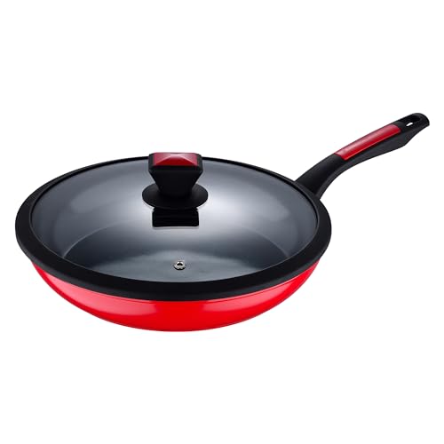 UNITED COLORS OF BENETTON. – Sartén con Tapa de 28cm x 5,2cm – Fabricado en Aluminio Forjado – Diseño Clásico Rojo - Recubrimiento Antiadherente