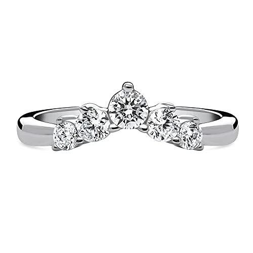BERRICLE Sterling Silver 5-Stone Wedding Rings Cubic Zirconia CZ Wishbone Curved Band for Women, Rhodium Plated2
