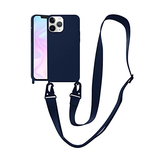Image of Compatible with iPhone 11 Pro Max Case with Lanyard Crossbody iPhone Case with Strap Adjustable Shockproof Drop Protection Silicone Phone Cover for iPhone 11 Pro Max 6.5'' Navy Blue