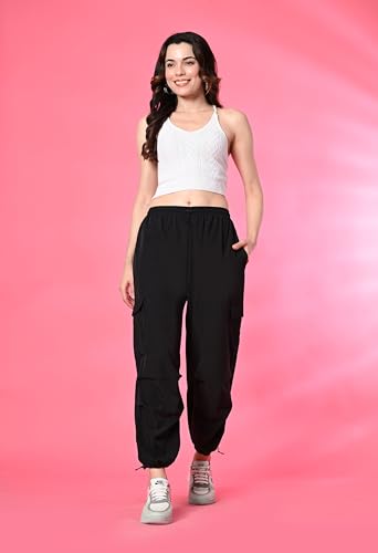 Image of FUNDAY FASHION Women's Regular Fit Mid Rise Solid Lycra Blend Trousers