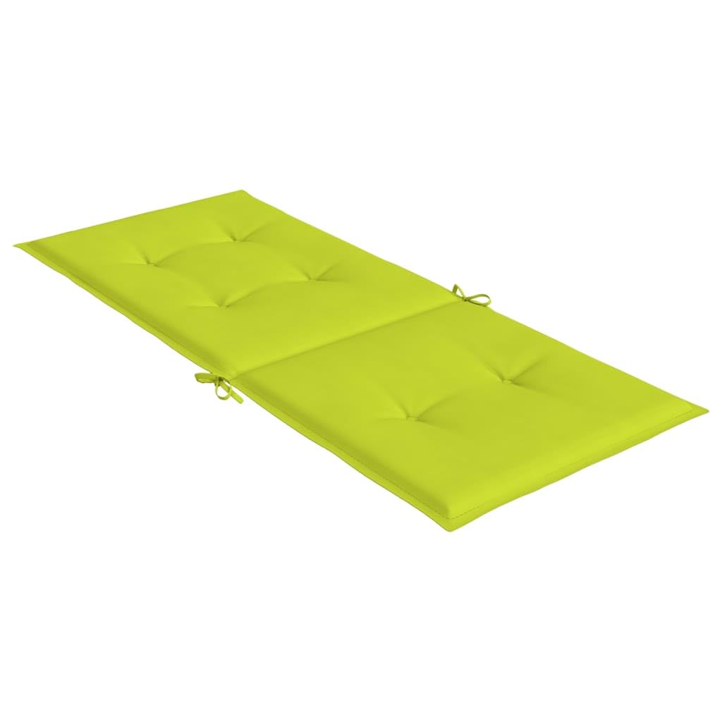 4er Set Gartenstuhlauflagen für Hochlehner, Knallgrün, 120x50x3 cm Sitzauflagen aus Polyester mit Schaumstoff-Füllung für Gartenstühle, Hochlehner-Stuhlkissen Set