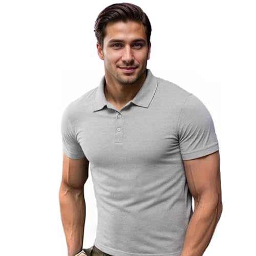 Camiseta Polo para Hombre de Manga Corta y Corte Ajustado de Algodón COUVER miniatura 2
