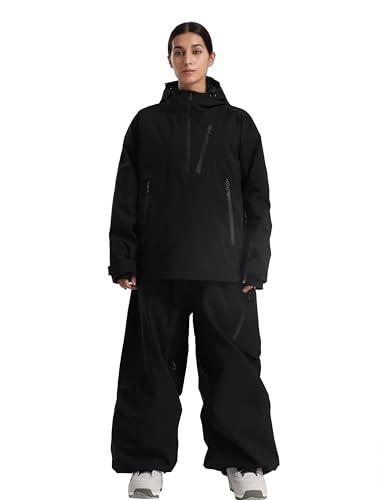 GSOU SNOW Women's Ski Jacket and Pants Set Baggy Snowboard Jacket Snow Suit Waterproof Windproof Hooded Coat M