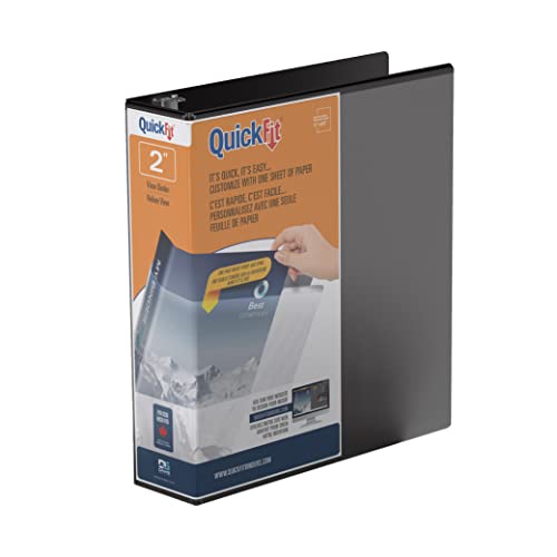 QuickFit ClearView Binder, 3Ring Binder, Round Ring, 2 Inch, Black