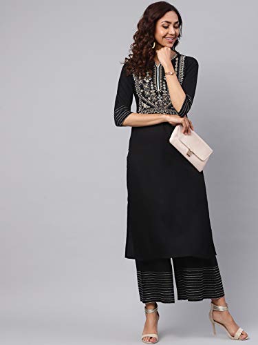 Image of idaLia Embroidered Black Kurta