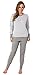 Kuscheliger Damen Pyjama Langarm Schlafanzug mit Bündchen in Streifenoptik - 212 96 258, Farbe:grau, Größe:44-46