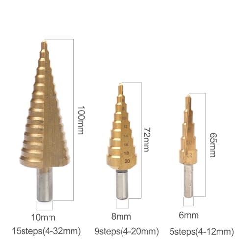 Set 3 piezas Brocas escalonadas HSS 4-32mm miniatura 2