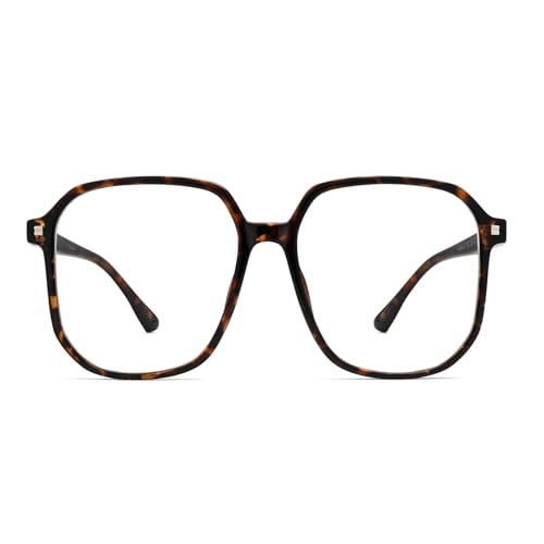 Dollger Oversized Blue Light Glasses for woman Square 90s Fashion Blue Light Blocking Eyeglasses Men Non Prescription Tortoise Frame