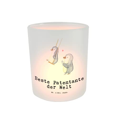 Mr. & Mrs. Panda Windlicht Pinguin Beste Patentante der Welt - Geschenk, Geburtstagsgeschenk, Geschenkidee, Nichte, Freude machen, Kerzenglas, Teelichtglas, Geschenktipp, Neffe, Familie, Teelichter Cover