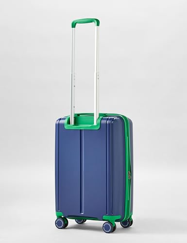 Image of United Colors of Benetton Cabin Hard Luggage Emerald Plus - Navy | Carry-On Trolley Bag with TSA Lock | 360 Spinner Double Wheels | Telescopic Handle | PC Shell Suitcase | 55cm | 50L Capacity