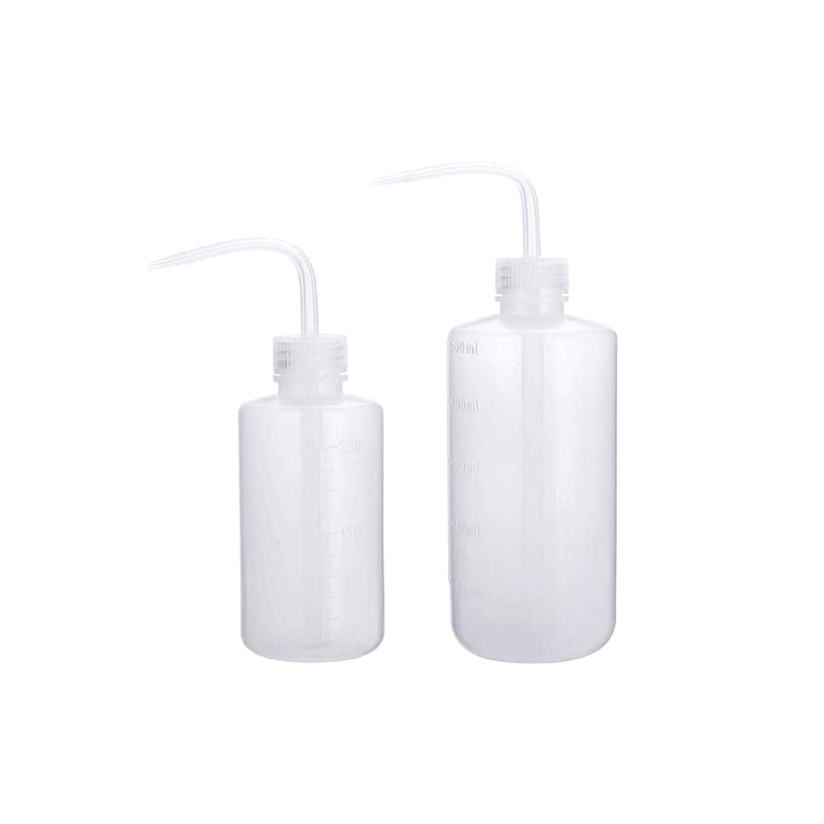 White 250Ml+500Ml 2Pack Plastic Safety Wash Bottle, Lab Squeeze Bottle With Narrow Mouth And Scale Labels, Squirt Bottle For Plant Flower Succulent Watering (White 250Ml+500Ml)
