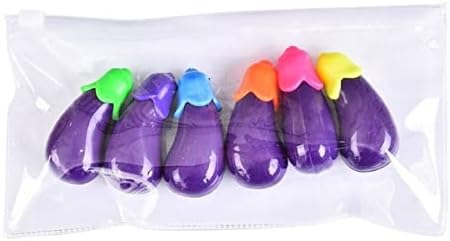 m s 6 Pcs Mini Brinjal Shape Highlighter Color Marker Point liner Stationery Office Material School Supplies (purple)