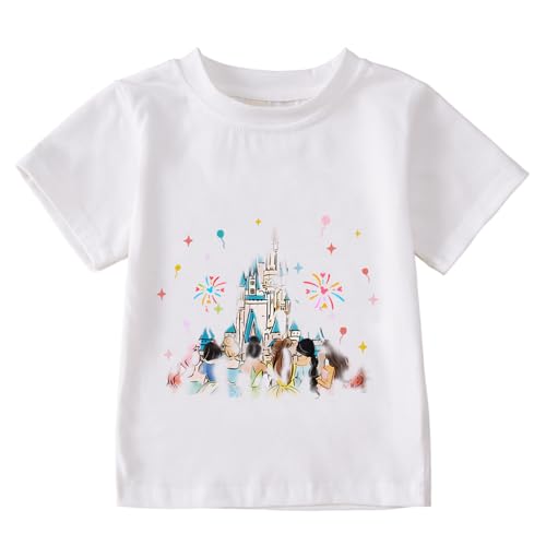 Ritatte Magic Shirts for Toddler Girls Princess Magical Kingdom T-Shirt Kids Cute Castle Holiday Vacation Summer Tees Tops(White,4-5T(110))
