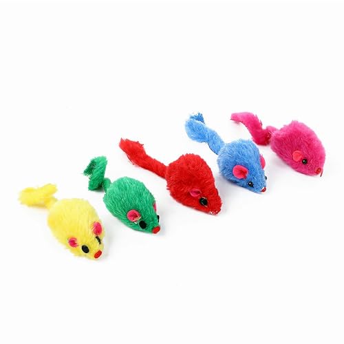 image for Maiguangta 12PCS Cat Mouse Toys,Faux Fur Cat Mice Toys with Plastic Bo