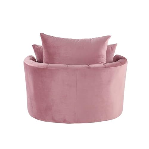 Sillón giratorio de terciopelo rosa compacto miniatura 5