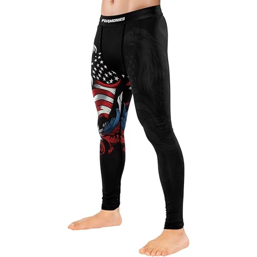 FORMONIES Men’s Patriot Compression Spats – MMA Grappling Leggings for BJJ Wrestling Gym Workout Jiu Jitsu Training Tights 6