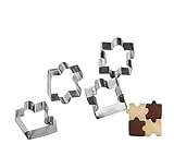 Wetco Puzzle Cookie Cutter Set of 4Pcs, Biscuit Cutters Stainless Steel Set, Puzzle Cutter Fondant Cutters Tool for baking Cookie Baking for Birthday Party Valentine's Day gifts of love