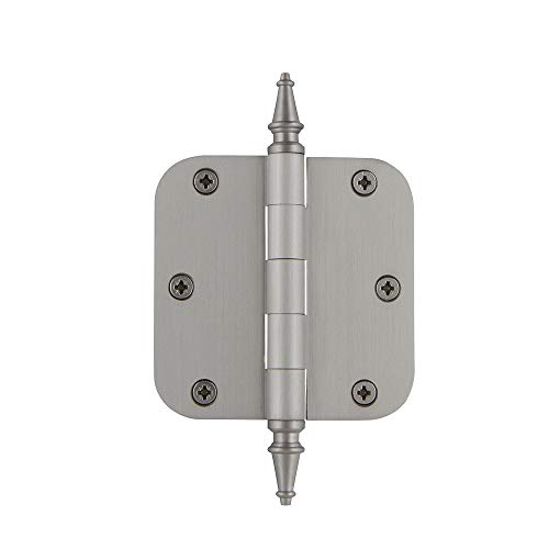 Image of Nostalgic Warehouse 746074 3.5 inch Steeple Tip Residential 5 /8 inch Radius Corners Door Hinge, Satin Nickel