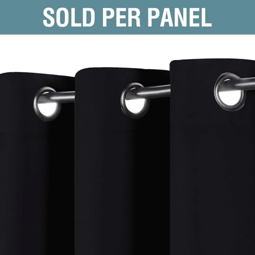 Image of H.VERSAILTEX Blackout Curtains for Bedroom Black Out Curtains 102 inch Thermal Insulated Long Blackout Curtains for Living Room, Energy Saving Curtains for Sliding Glass Door (1 Panel, Jet Black)