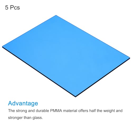 Image of MECCANIXITY 5 Pcs PMMA Acrylic Sheets Colored Transparent 12 x 8Inch Blue Acrylic Sheets for DIY Projects, Art, Crafting, Laser Cutting & Engraving