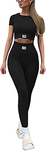 Pantalon de yoga extensible et haut de sport sans couture avec leggings taille haute