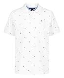 Tommy Hilfiger Boys' Short Sleeve Fashion Polo Shirt, Button Closure, Soft & Comfortable, Flag AOP Fresh White, 14-16