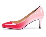  elashe 2.5 inch Kitten Heels Klassische Damen Pumps Runde Zehen Kleid Brautschuhe Partei Büro Geschlossen Pumps Pfirsich EU37