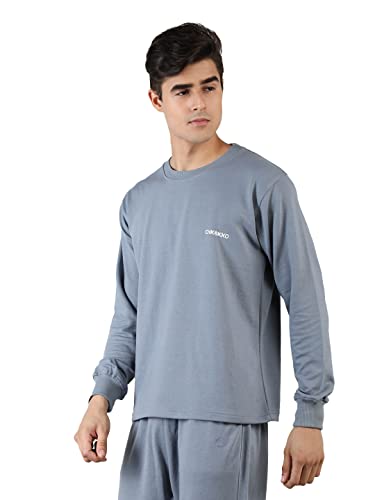 Image of CHKOKKO Men's Terry Cotton Loose Fit Full Sleeves Regular Fit T-Shirt