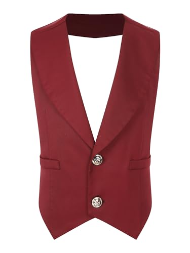 Jelory Kids Boys 2-Button Formal Suit Vest Halter V Neck Gentleman Wedding Prom Party Dressy Waistcoat