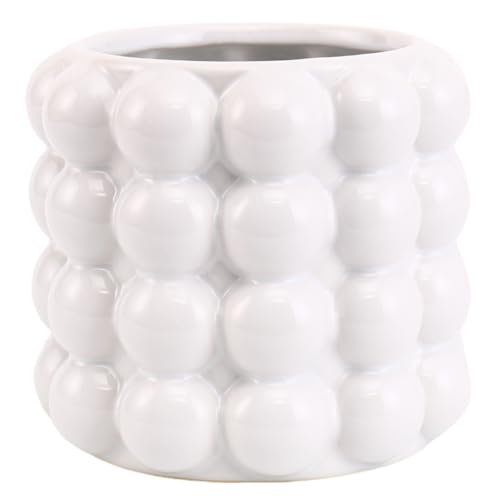YANWE1 Jarrón de burbujas, jarrón pequeño, jarrón de cerámica blanca, jarrón corto, jarrón de cerámica, jarrón único para decoración del hogar, jarrón decorativo para flores, sala de estar,