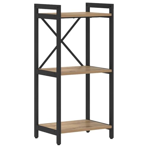 vidaXL Bibliothèque chêne Artisanal 40 x 30 x 83 cm Bois d'ingénierie, Pieds Ajustables, Meuble à Plusieurs Niveaux, bibliothèque Industrielle, étagère de Rangement, Organisateur pour Salon