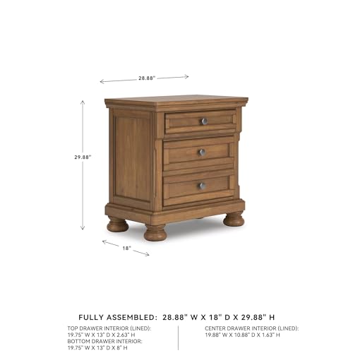 Image of Signature Design by Ashley 2-Drawer Wood Nightstand, Chestnut Brown